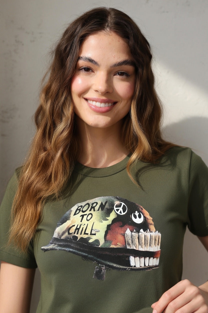 “Born to Chill” Crewneck T-shirt (Women’s) Bella + Canvas 3001