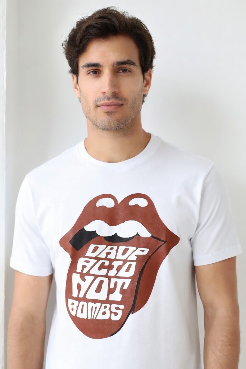 “Drop Acid Not Bombs” Crewneck T-shirt (Men’s) Bella + Canvas 3001